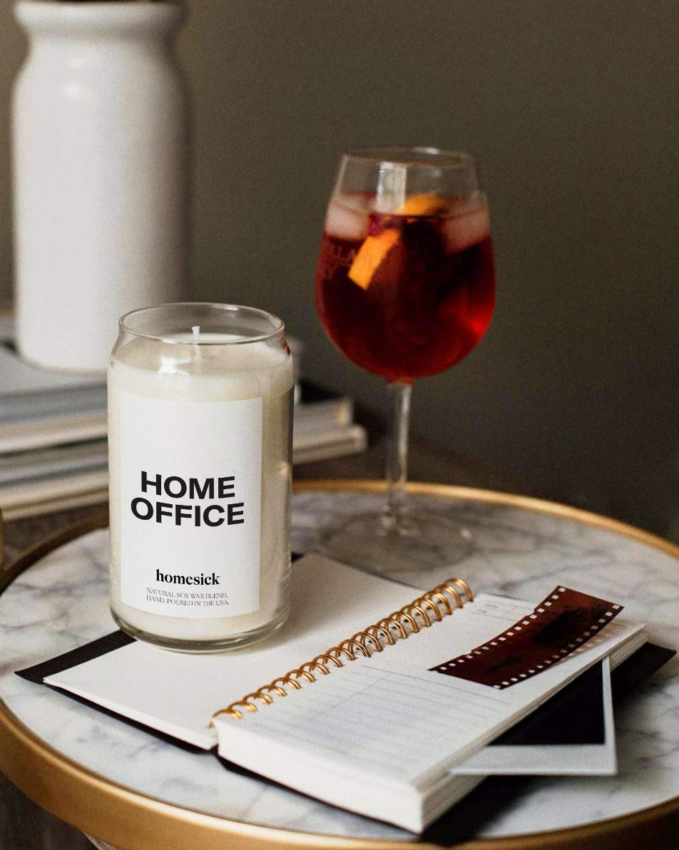 Homesick Premium Scented Candle, Home Office - Scents of Fresh Air, Water Lilies, Amber, 13.75 oz, 60-80 Hour Burn, Natural Soy