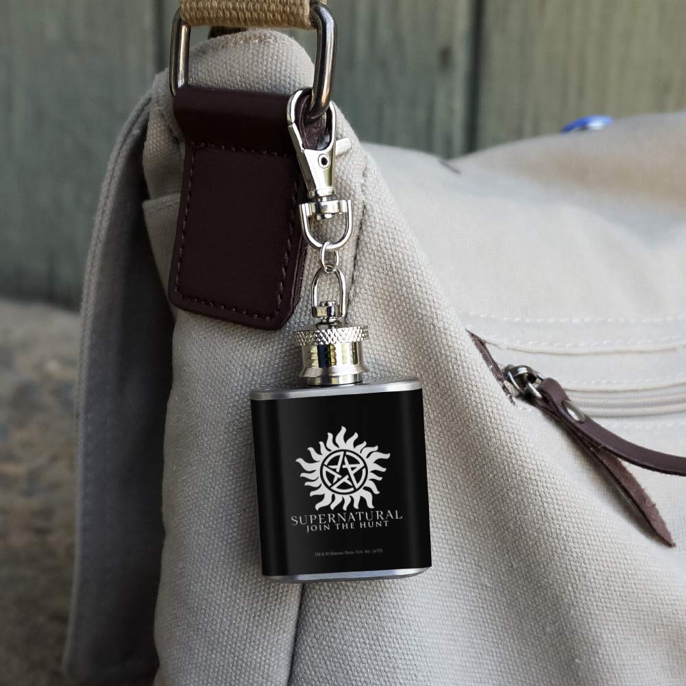 Supernatural Anti Possession Symbol Stainless Steel 1Oz Mini Flask Key Chain