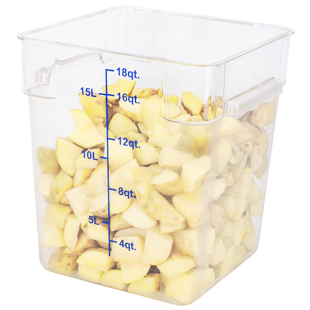 Restaurantware Met Lux 18 Quart Brine Bucket, 1 Square Marinating Container - With Volume Markers, Built-In Handles, Clear & Blu