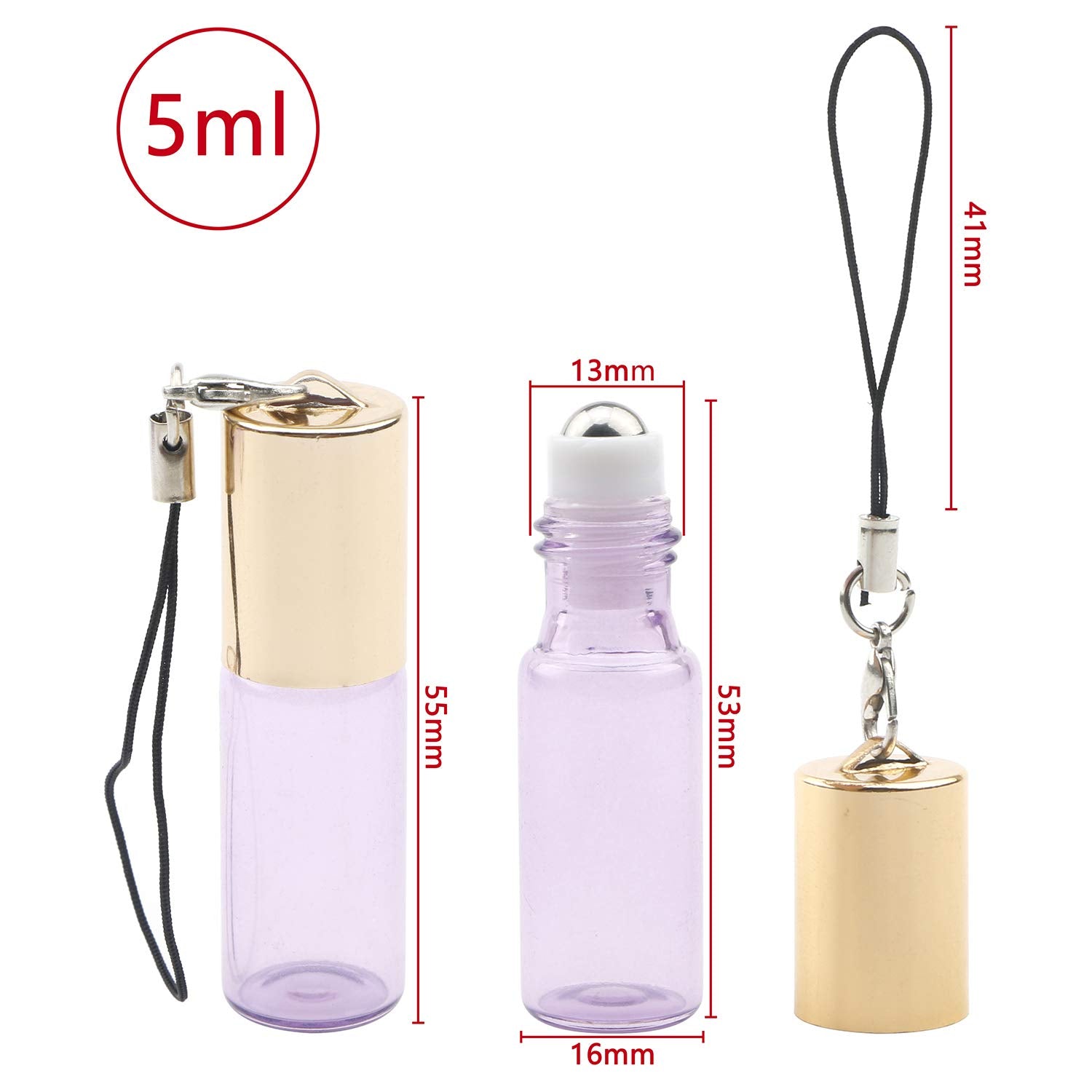 Ellbest 10 Pack 5Ml Glass Roller Bottles Portable Pearl Purple Colored Bottles With Stainless Steel Roller Balls And Essential O