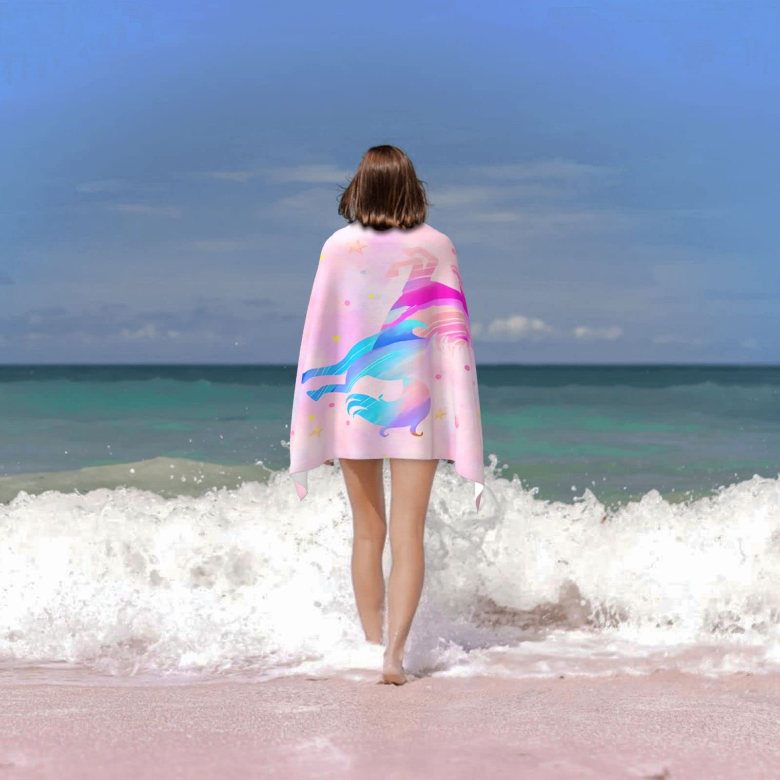 Unicorn Beach Towel For Girls, Personalized Beach Towels For Kids Microfiber Beach Towels Bulk, Cute Beach Towel, Quick Dry Beac