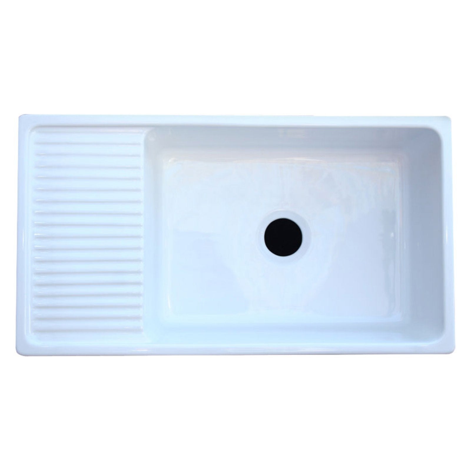 Whitehaus Collection Whqd540-Black Quatro Alcove Kitchen, Fireclay, Front Apron Sink, Glossy, Black