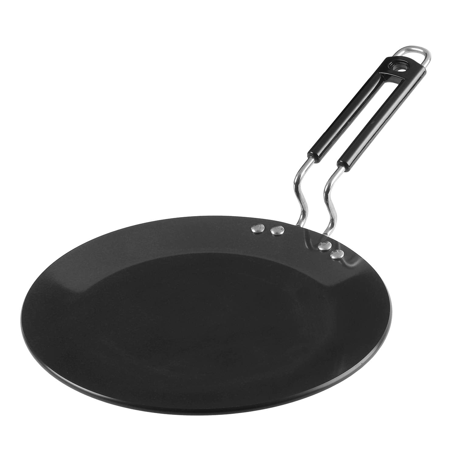 Vinod Black Pearl Plus Hard Anodised Roti/Paratha/Phulka Tawa, 25 Cm Diameter With Riveted Sturdy Handle - 4.25 Mm Thickness, Bl