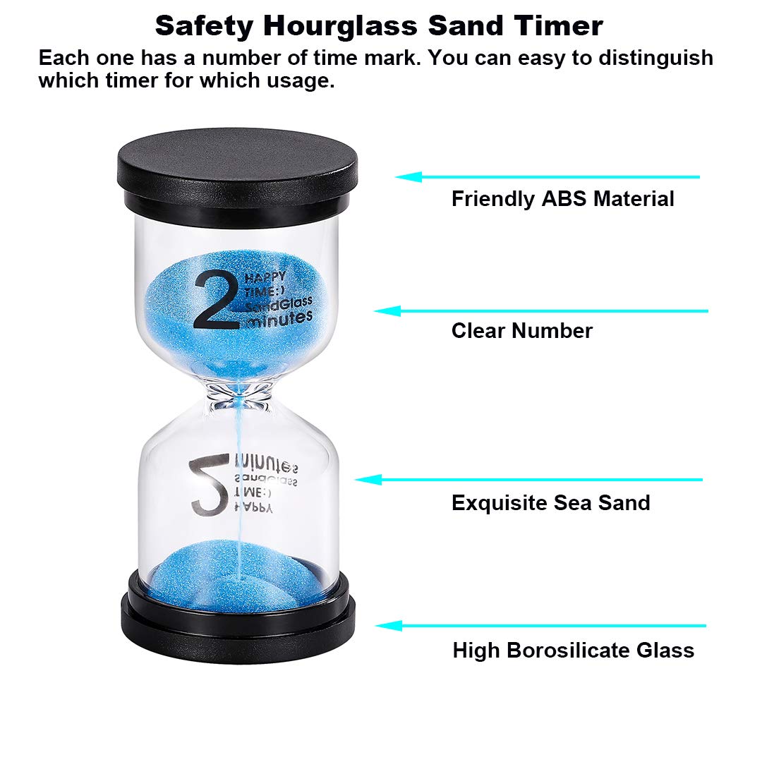 Sand Timer 2 Minute Hourglass Timer: Colorful Sand Clock 2 Minute, Small Blue Sand Watch 2 Minute, Plastic Hour Glass Sandglass
