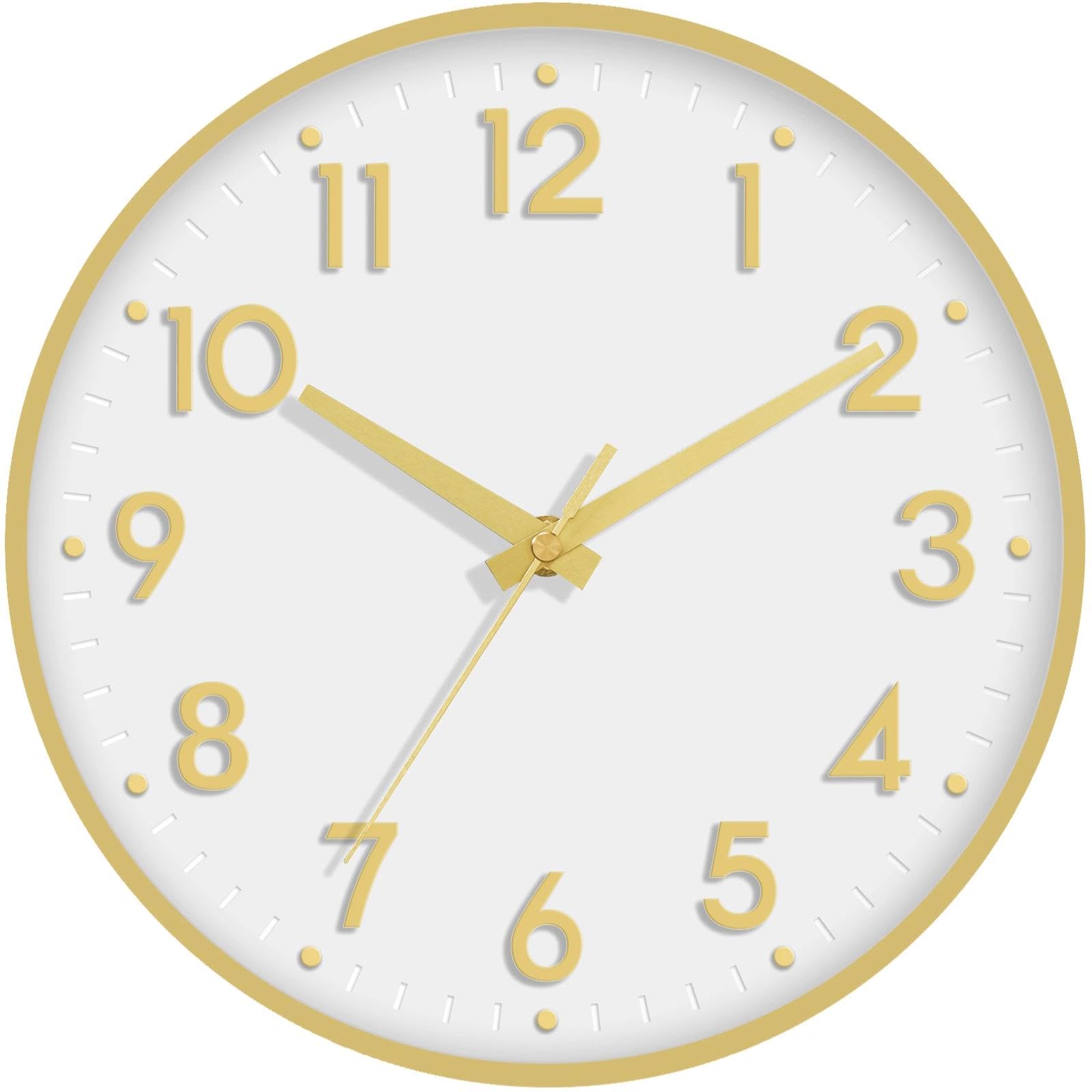 Mosewa Wall Clock 12 Inch, Battery Operated Silent Non-Ticking Modern Analog Clock Decorative For Kitchen, Bedroom, Office, Livi