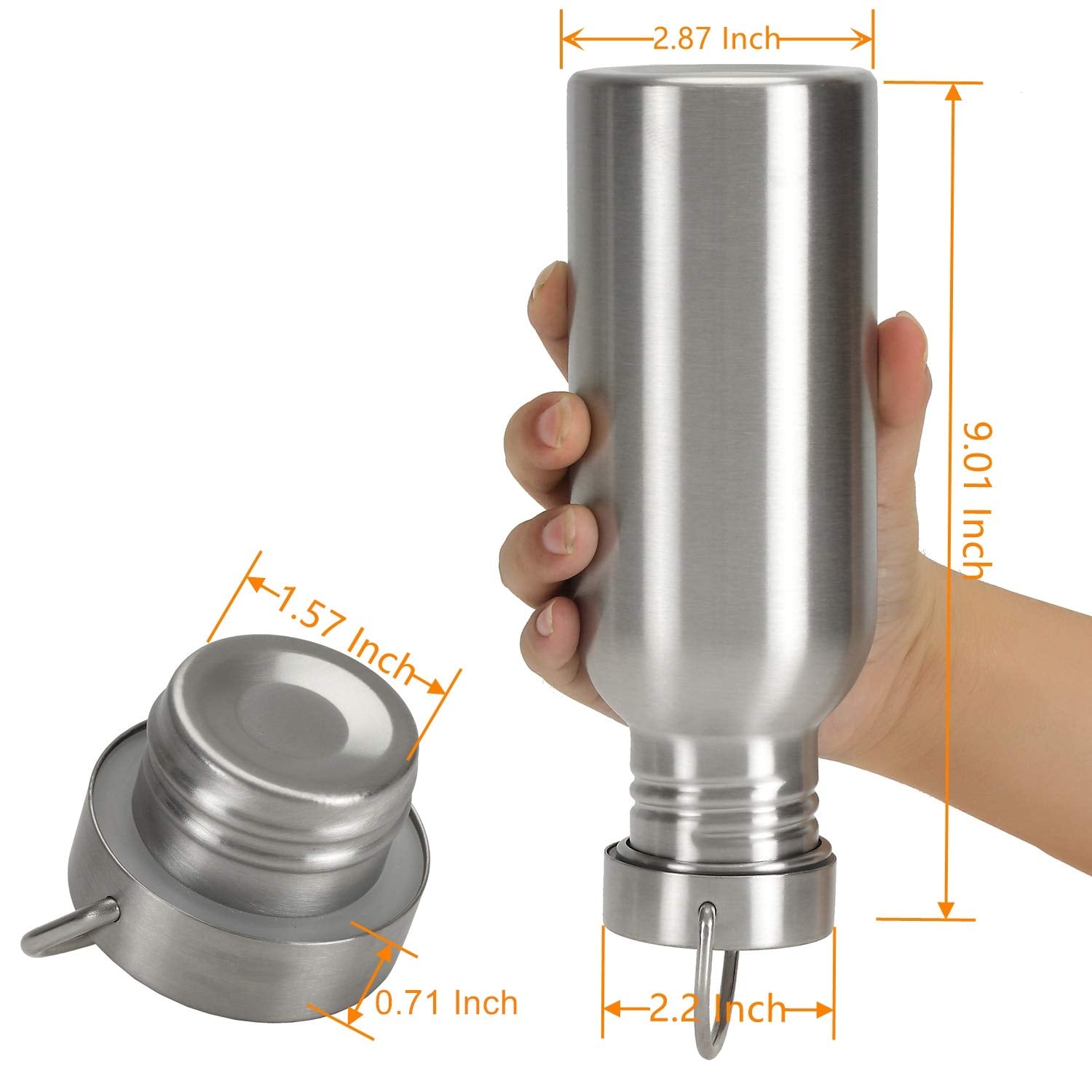 Yopay 2 Pack Sports Water Bottle, 17Oz Single Walled 18/8 Stainless Steel Water Bottle For Cyclists, Runners, Hikers, Beach Goer