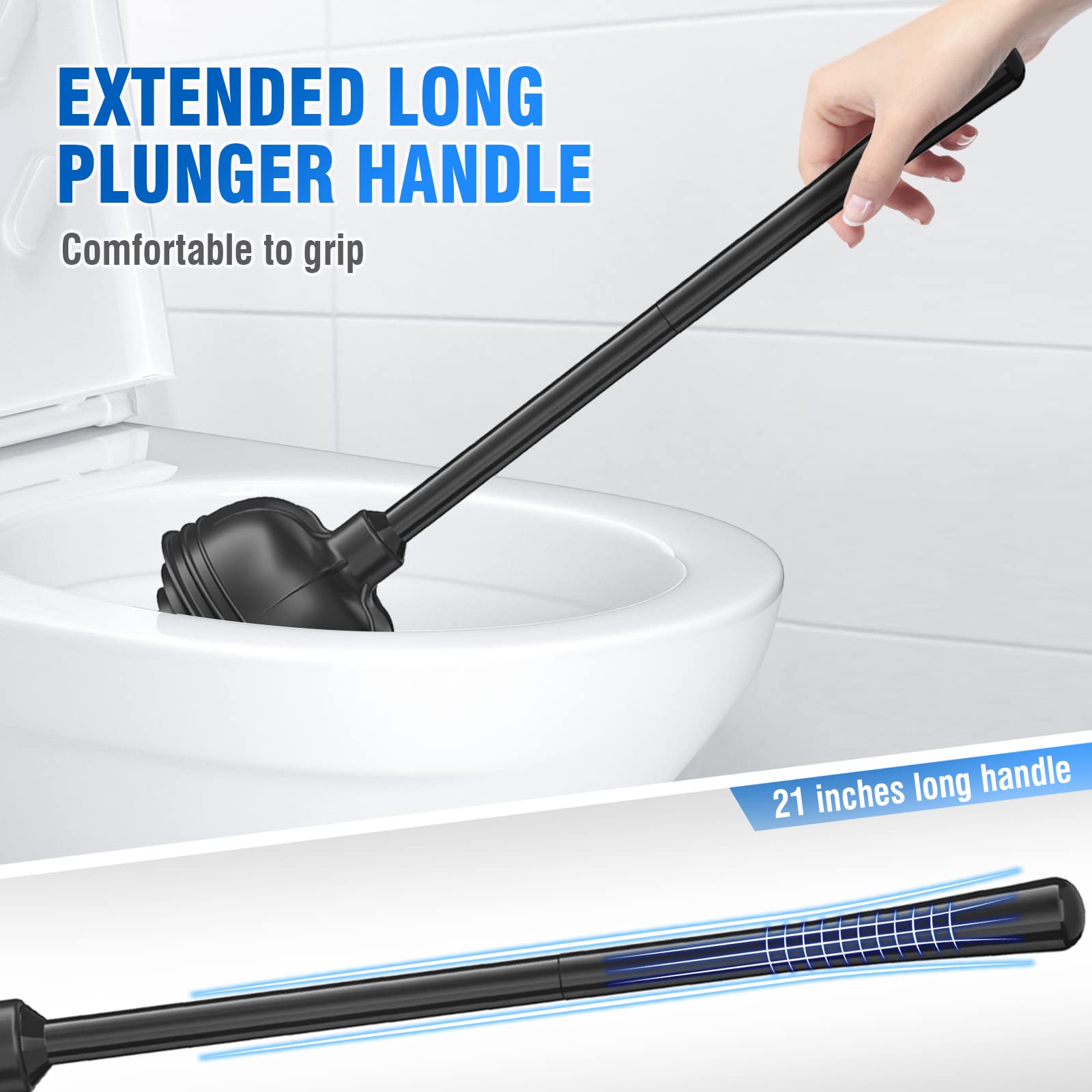Uptronic 2 Pack Toilet Plunger With Holder, Unique Plunger With All-Angle Design, Plungers For Bathroom With Holder, Toilet Plun