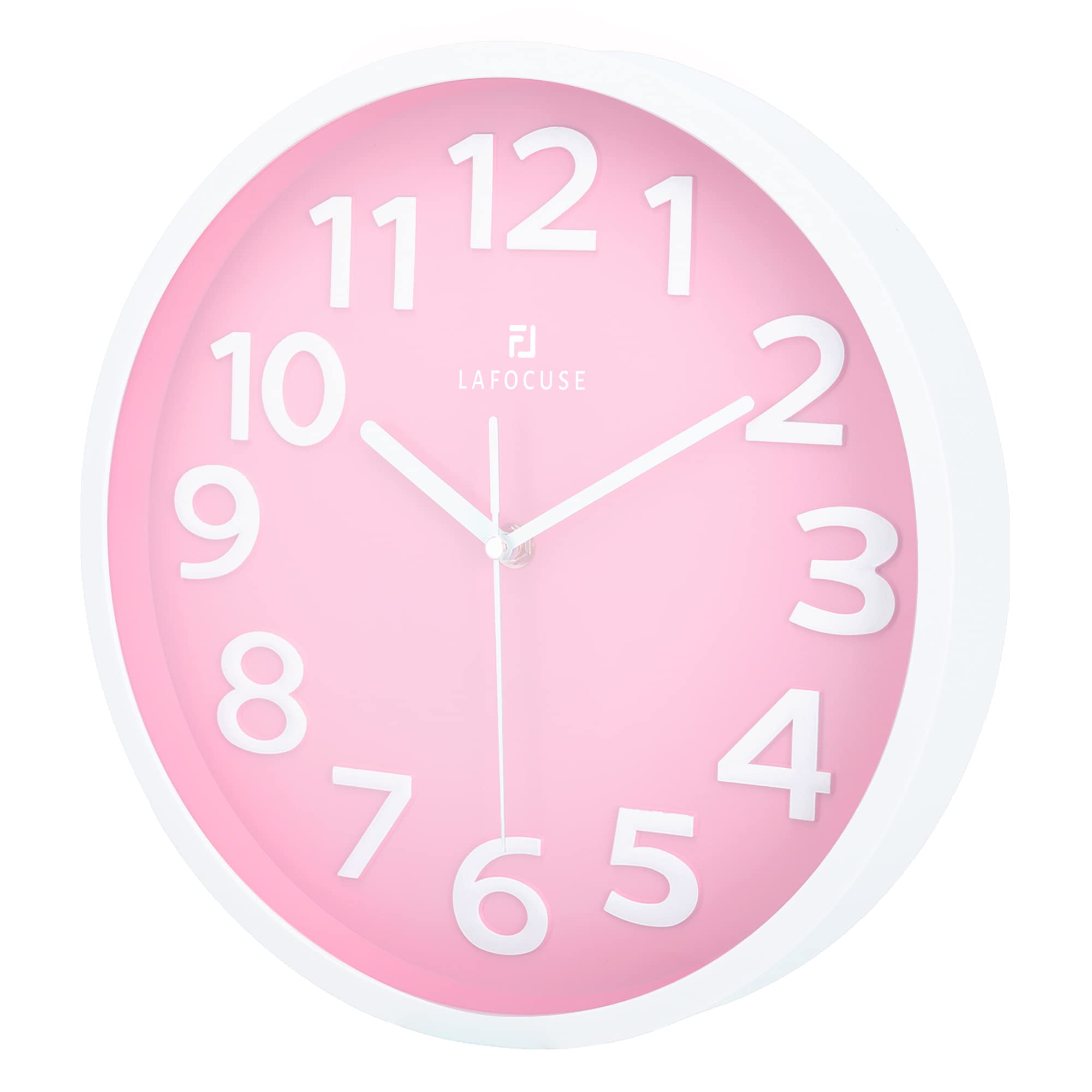 Lafocuse 12 Inch 3D Numbers Pink Wall clock for Living Room Decor  Modern Kitchen Wall clock Battery Operated Silent Non-Ticking Bedroom Home Office