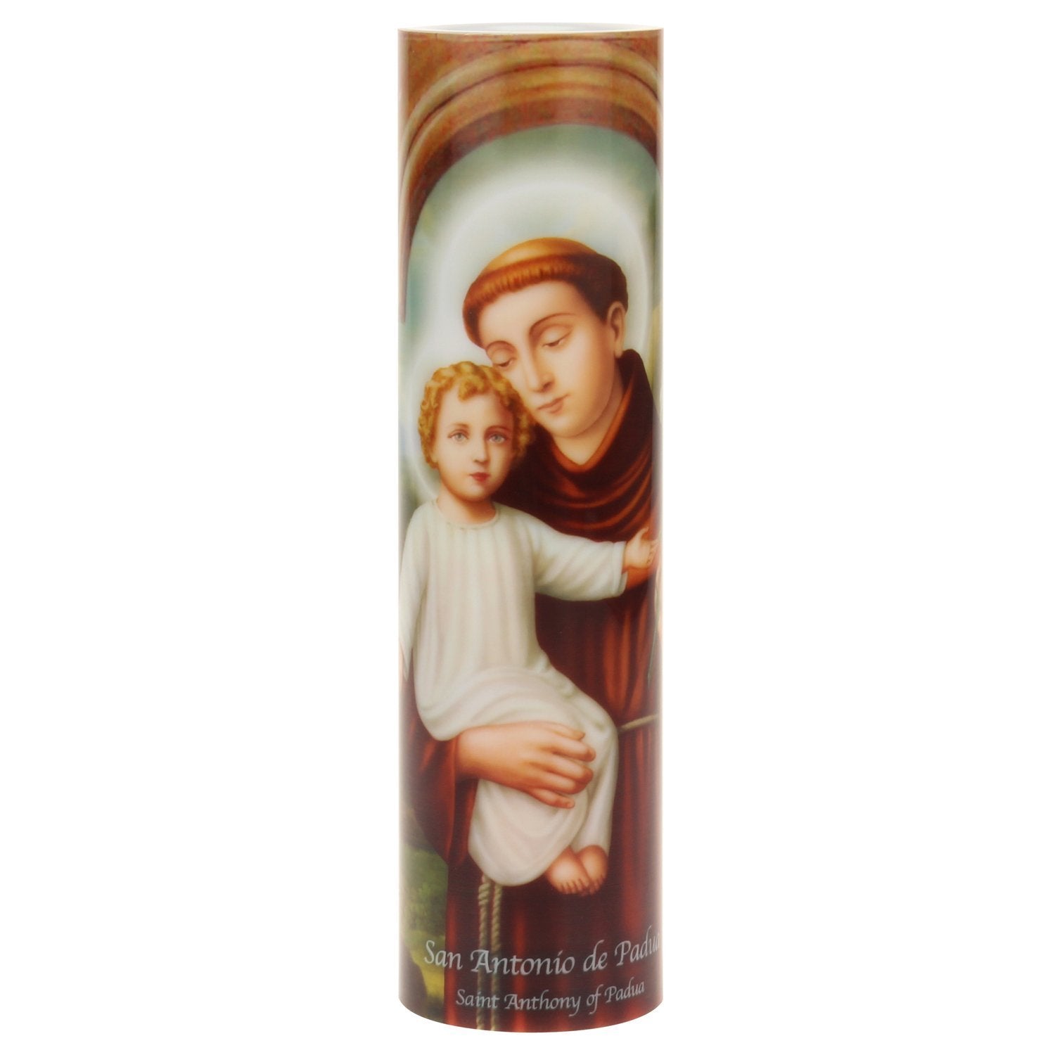 The Saints Collection St. Anthony Flickering LED Prayer Candle, Prayer in English and Spanish, Unique Religious Decoration for P