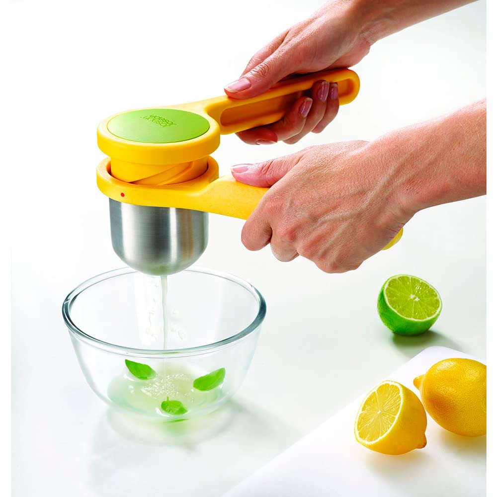 Joseph Joseph Helix Citrus Press Juicer, Ergonomic Twist Action Hand Press, Lemon/Lime Squeezer, Bpa Free - Yellow