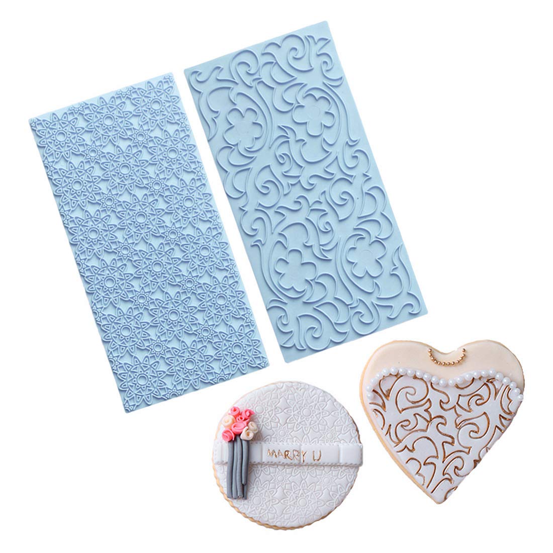 Joersh 6 Pack Fondant Texture Mats Wood Grain Brick Castle Wall Cobblestone Texture Design Mold Fondant Molds For Clay, Chocolat
