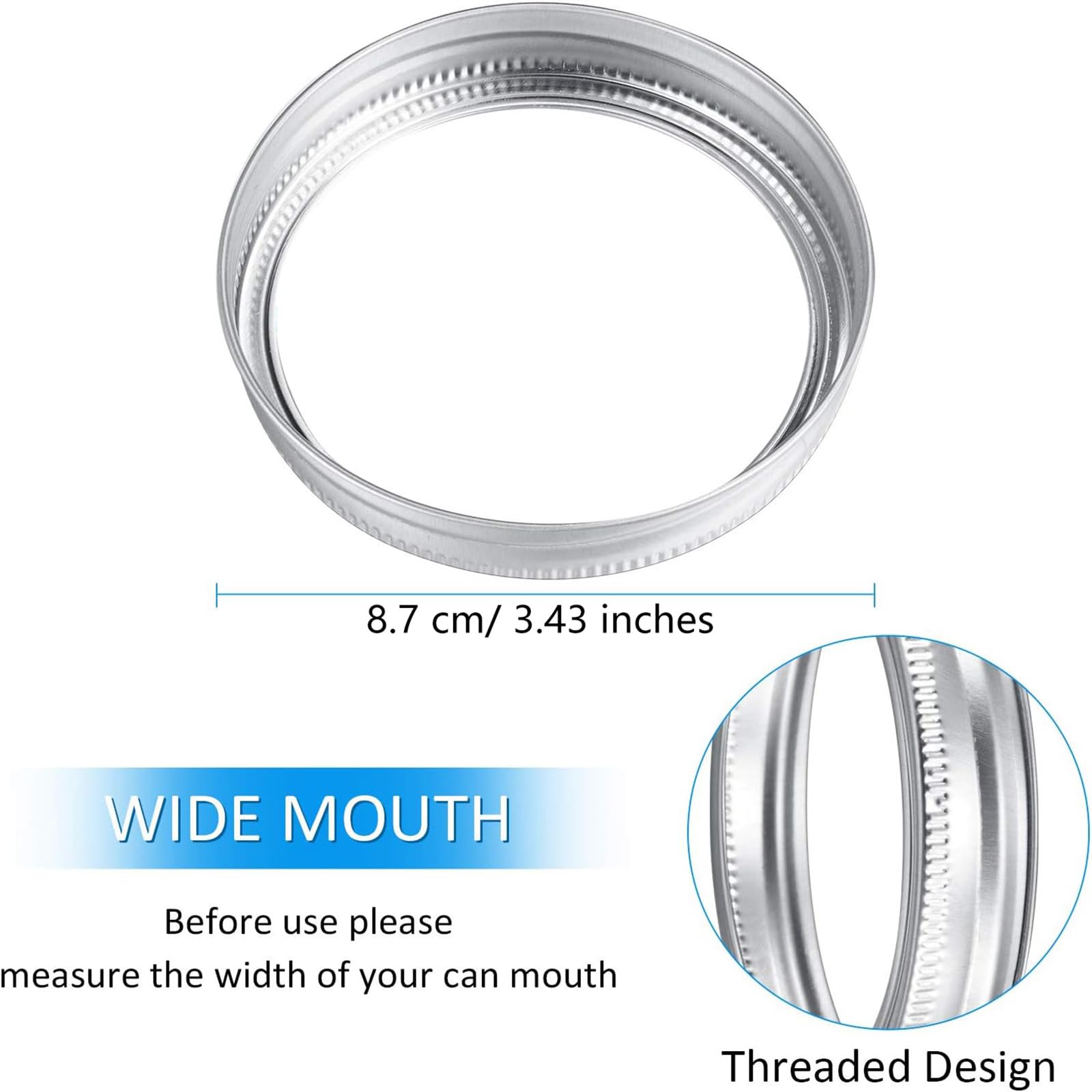 30 Pieces Wide Mouth Mason Canning Rings 3.43 Inch Mason Jar Replacement Metal Rings Rust Proof Screw Bands Tinplate Metal Bands