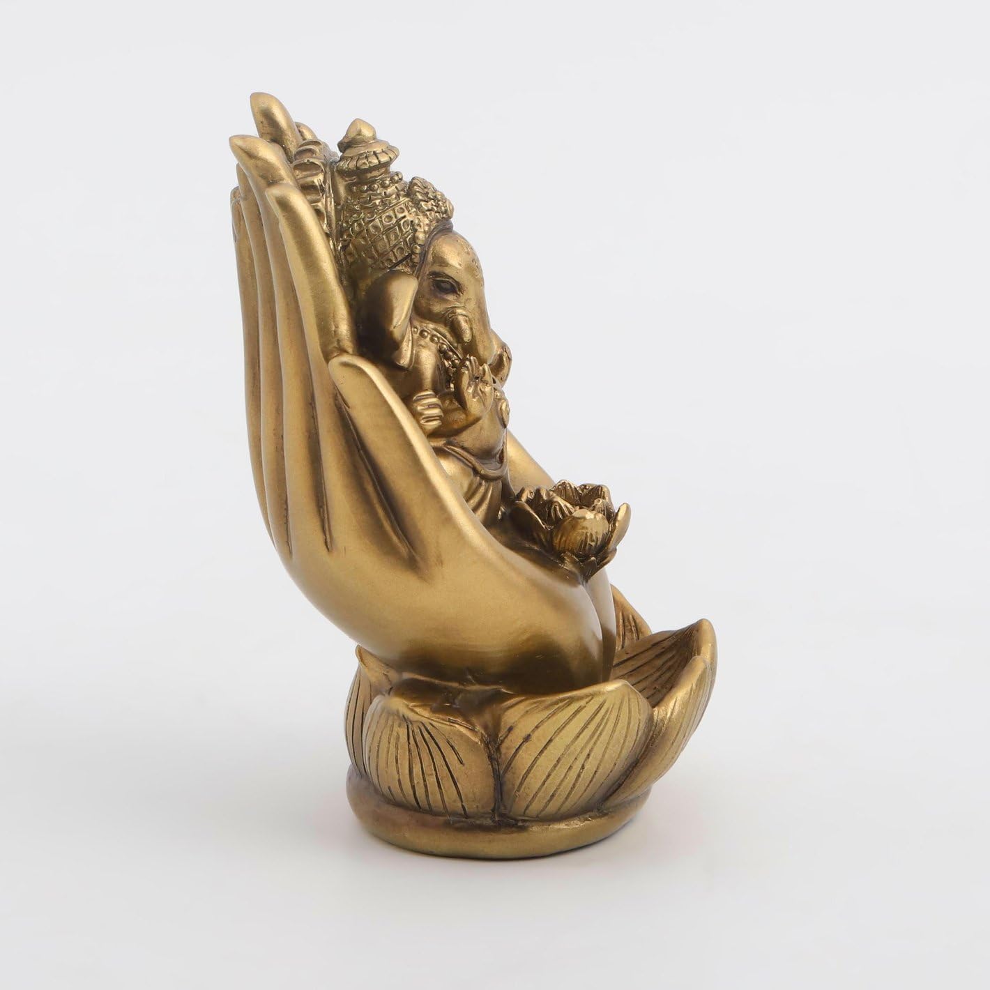 Karigaari India Gold Finish Ganesh Idol For Car Dashboard Ganesha Murti Ganpati Idol For Home Decor Puja Lord Ganesh Statue Gift