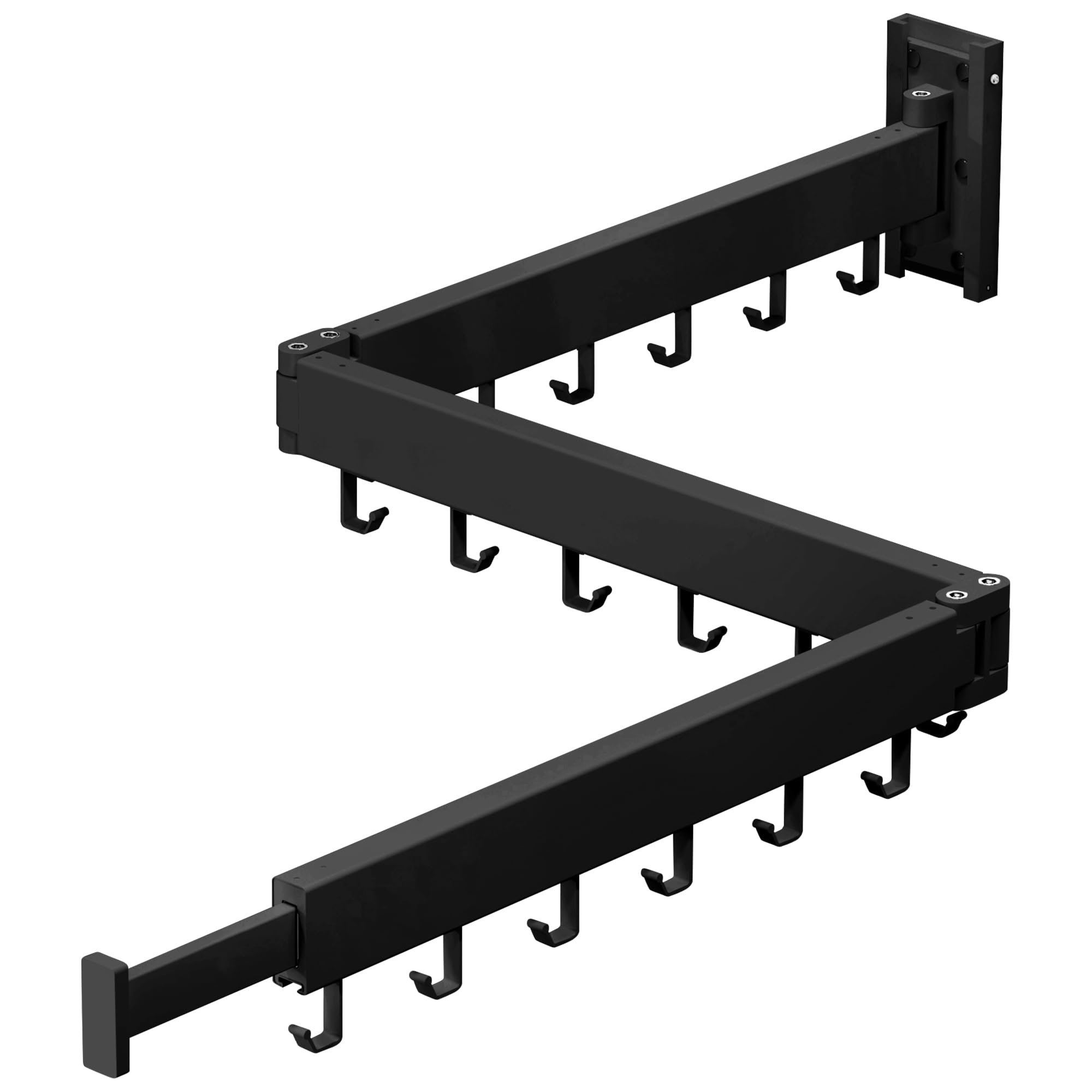 Wall Mounted Clothes Drying Rack ,Space Saver Laundry Clothes Rack,Retractable Dryer ,Collapsible(3-Pole), Black, Sandy Coating,