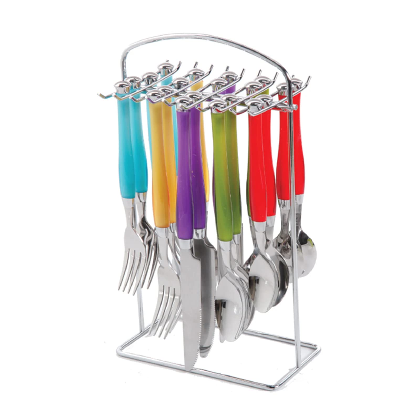 Santoro 20 Piece Stainless Steel Flatware Set With Hanging Rack