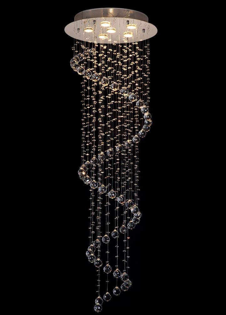 K9Crystalight K9C 20 Feet Crystal Chandelier For Living Room Ceiling Light (Warmwhite)(Spiral)