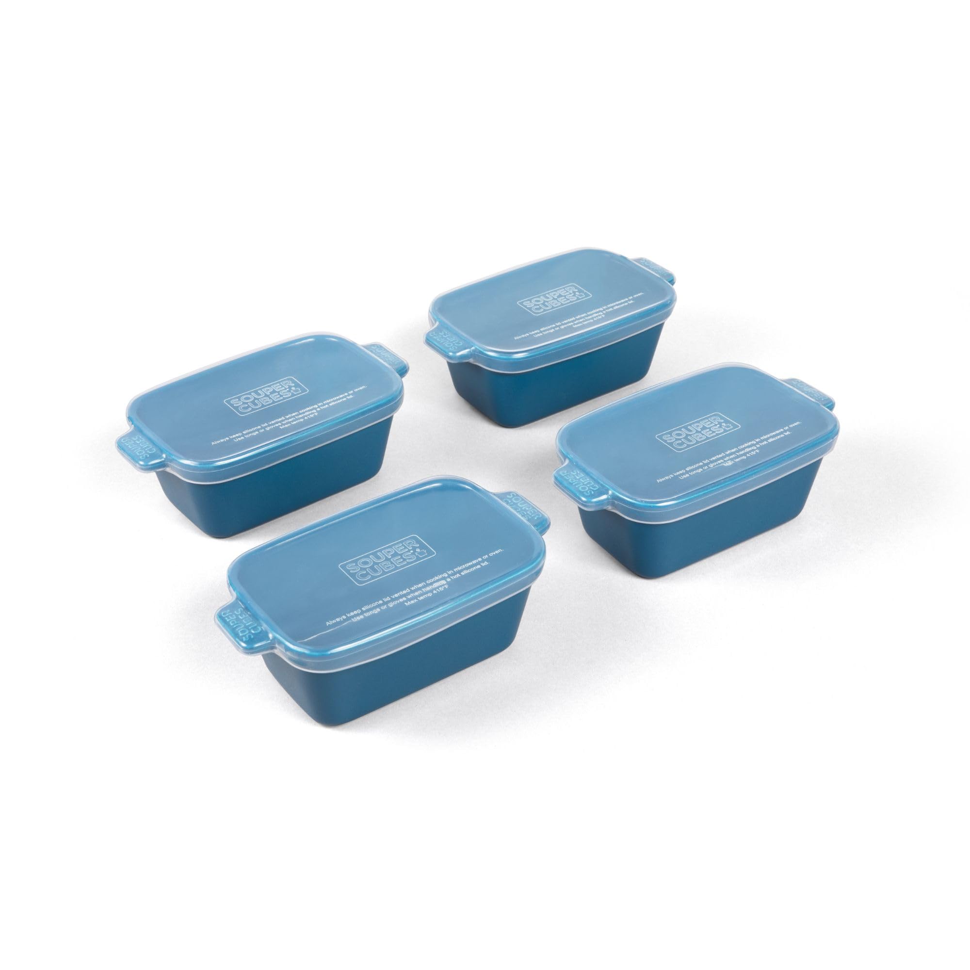 Souper Cubes Stoneware - 5 x 5 Small Ceramic Baking Dish Set with Silicone Covers - Small Casserole Dishes for Oven - Kitchen an