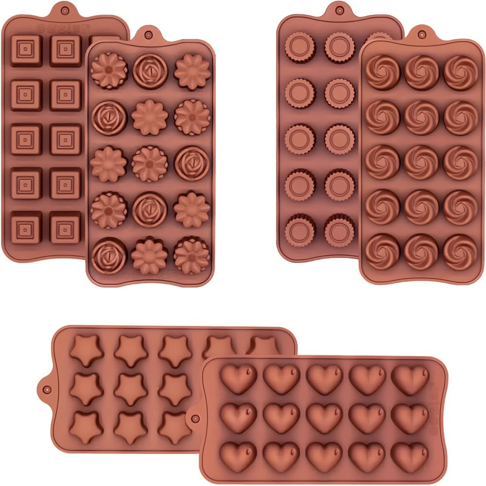 6 Pack Chocolate Molds Candy Molds Silicone, Food Grade Non-Stick Jello Mold, Crayon Mold, Silicone Baking Mold, Bpa Free, Inclu