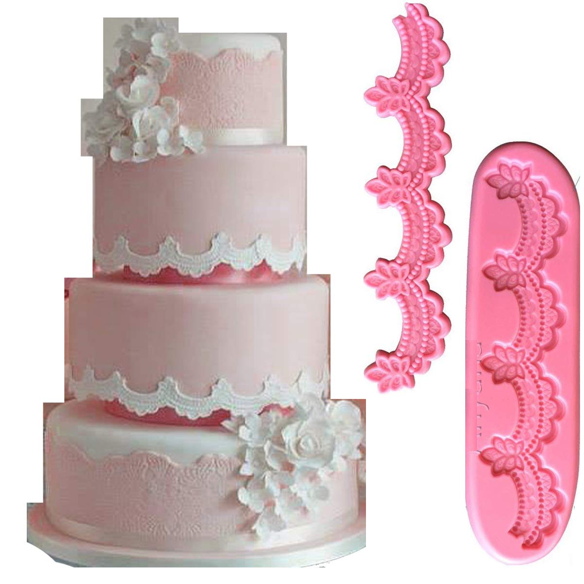 Anyana Cake Edible Sugar Swag Lace Silicone Border Mould Cake Fondant Impression Gum Paste Mold For Sugar Paste Wedding Birthday