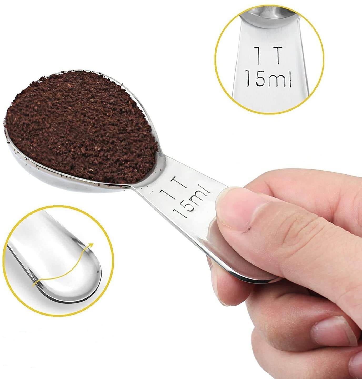 Izelokay Coffee Scoop, Stainless Steel 1 Table Spoon 15Ml, Set Of 2