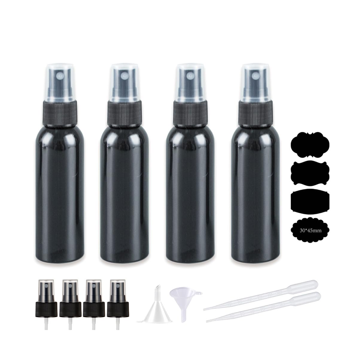 ZAAWUUT 4 Sets Black Spray Bottle,4 oz Empty Small Fine Mist Spray Bottle,Portable Misters Travel Bottle for Essential Oils,Perf