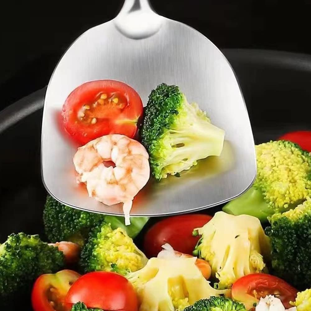 A  Houseware Solid Turner Spatula Stainless Steel Serving Utensils Cooking Tool For Egg Fish Steak Heat Proof Hollow Handle Easy