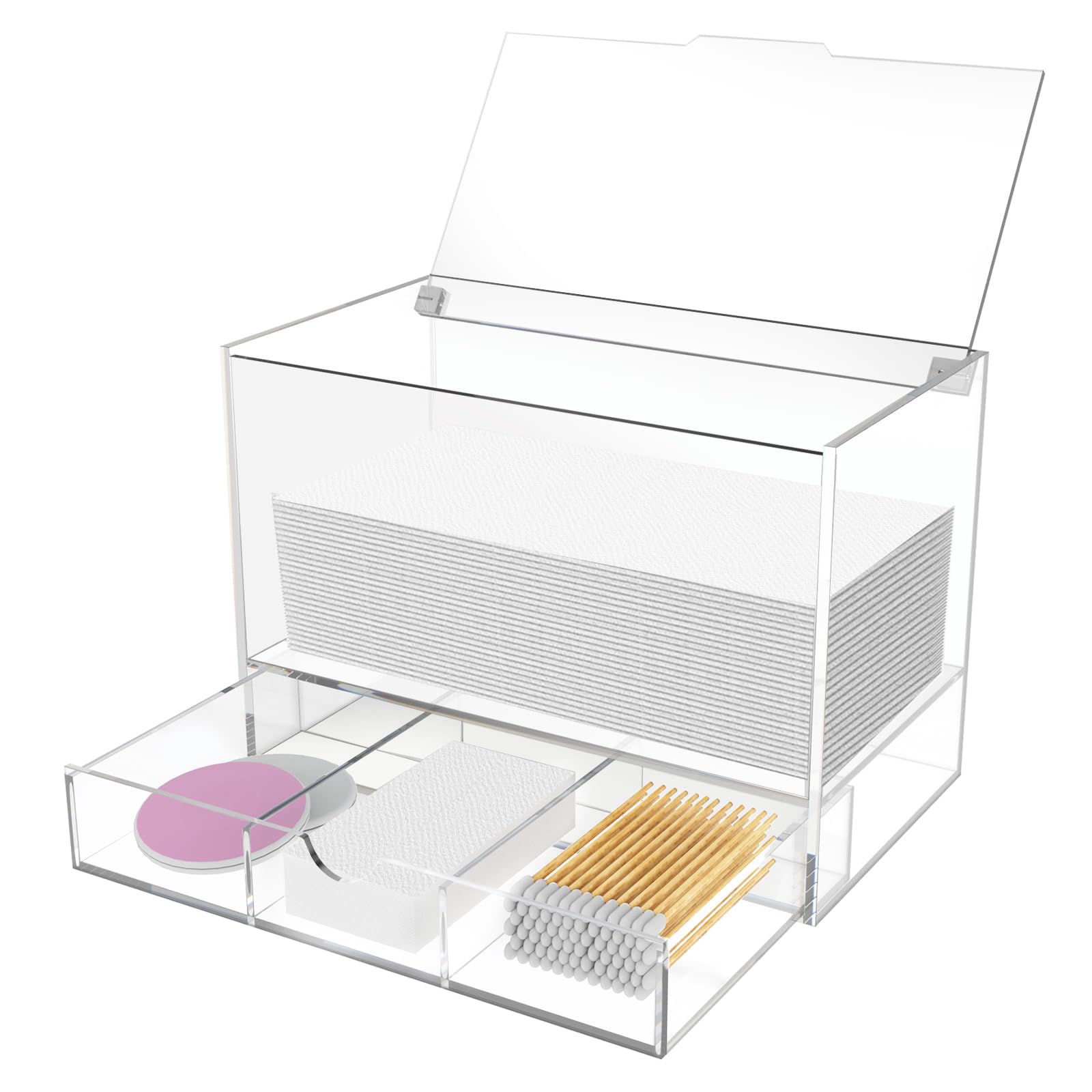 Sohalejr Makeup & Vanity Container Dryer Sheet Holder Pull-Our Drawer Container 2 Ties Clear Acrylic Box For Laundry Room Organi