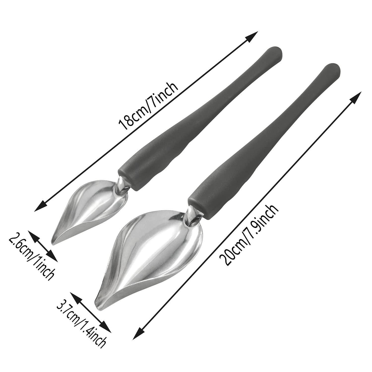 Zzlzx 2Pcs Stainless Steel Chef Culinary Drawing Spoons, Professional Small Precision Culinary Drawing Decorating Spoons Set For