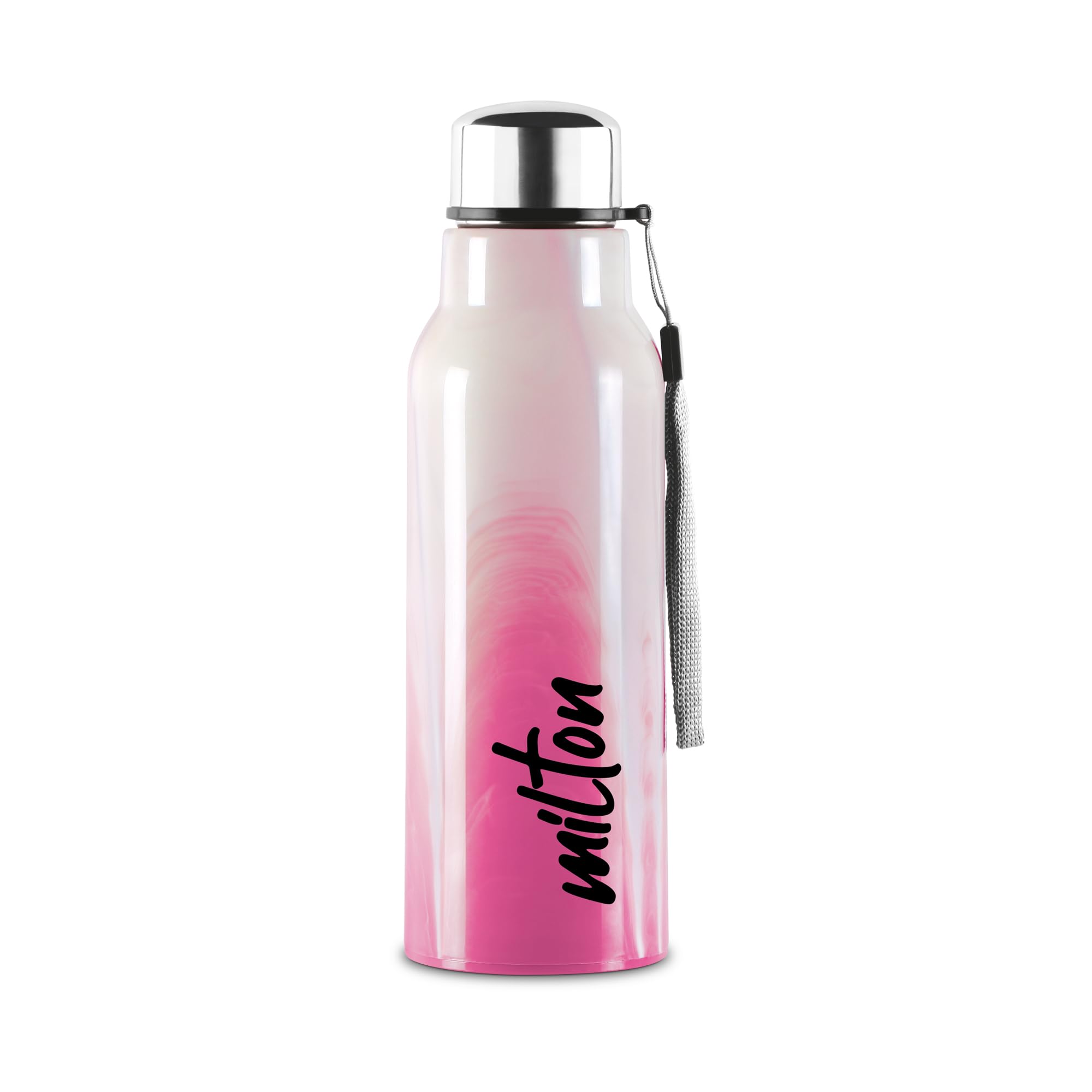 Milton Steel Marble 600 Leak Proof, Wide Mouth & Easy To Open Insulated Inner Steel Outer Plastic Water Bottle, 520 Ml, Light Pi