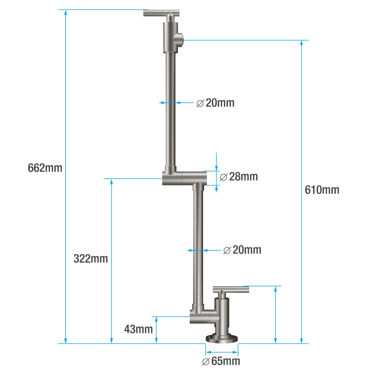 LEPO Pot Filler Faucet  Wall Mount Solid Brass Brushed Nickel Double Joint Swing Arm Folding Kitchen Faucets with Single Hole  2 Handles