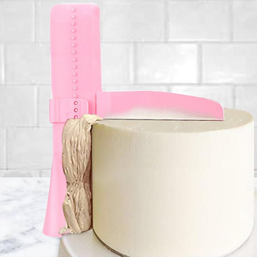 2Pcs Adjustable Cake Smoother Polisher With 4Pcs Different Scrapers, Finegood Fondant Cream Edge Smoothing Decorating Tools - Gr