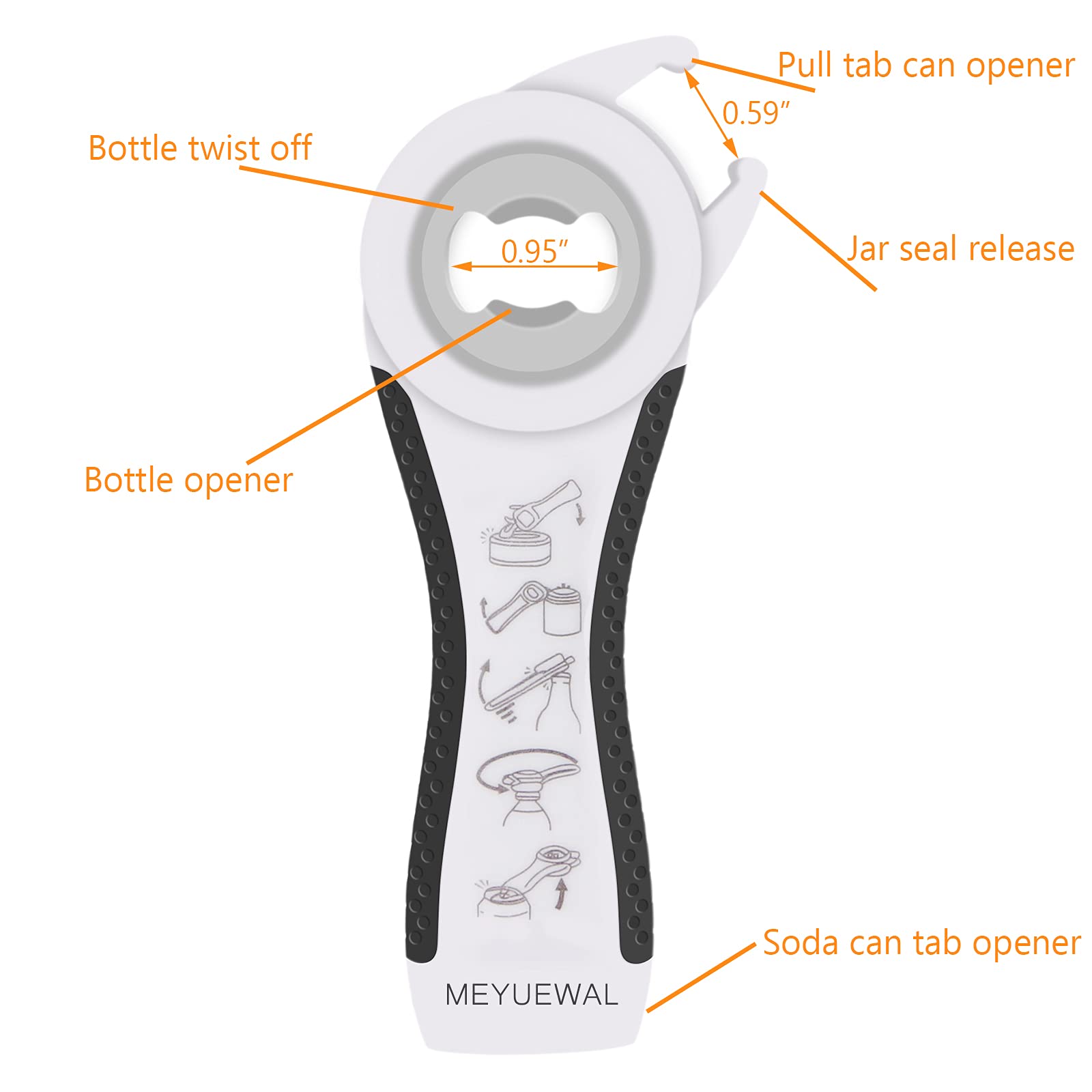 Jar Opener Bottle Opener For Weak Hands, 5 In 1 Multi Function Can Opener Bottle Opener Kit With Silicone Handle Easy To Use For