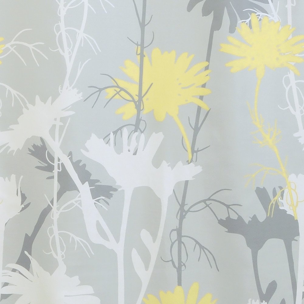 Idesign Daizy Fabric Shower Curtain For Master, Guest, Kids', College Dorm Bathroom, 72'' X 72'' - Gray And Yellow