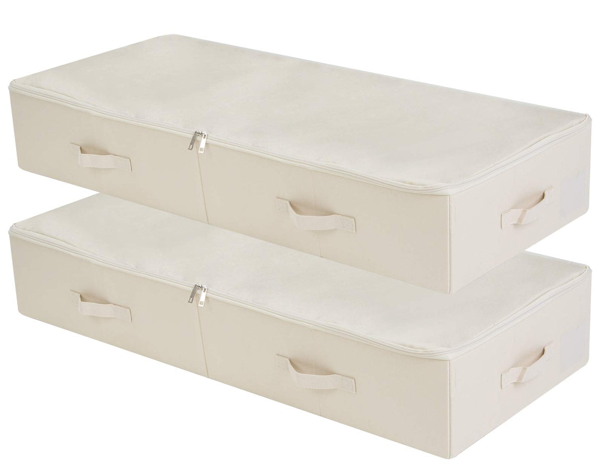 iwill CREATE PRO Pack of 2, 39.4'' Large Size Folding Underbed Storage Organizer Boxes with Lid, Folding & Washable, 6 Handles o