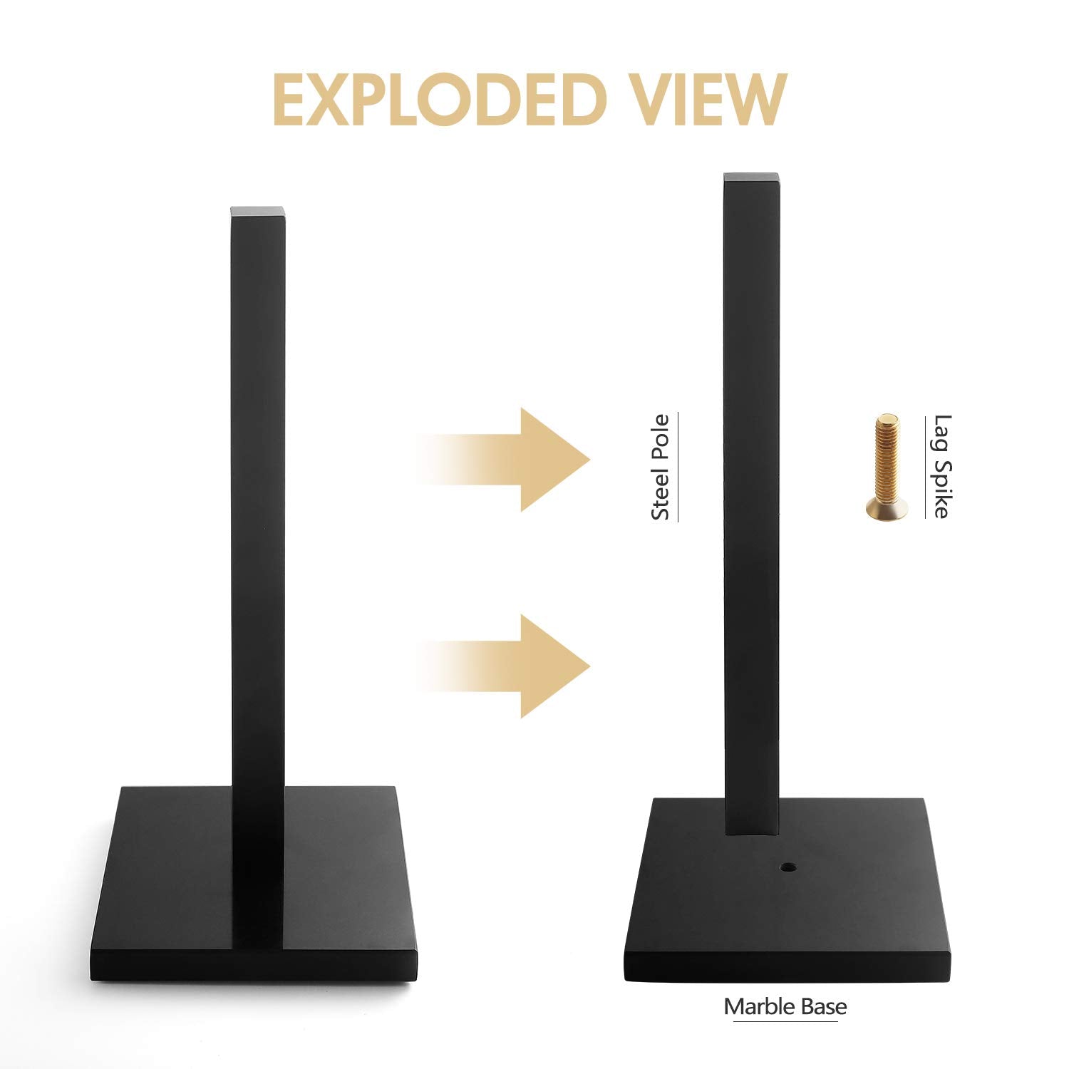 Lutavoy Paper Towel Holders Kitchen Standing Paper Towel Roll Holders With Marble Base Copper Plated(Kz50 Black&Black)