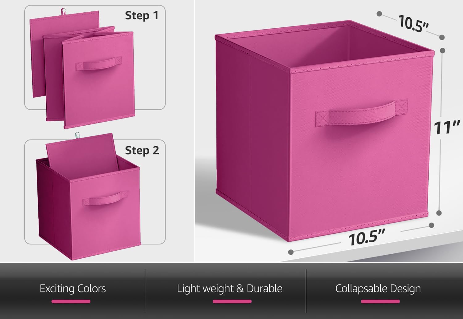 Sorbus Foldable Storage Cube Basket Bin (6 Pack, Pink)