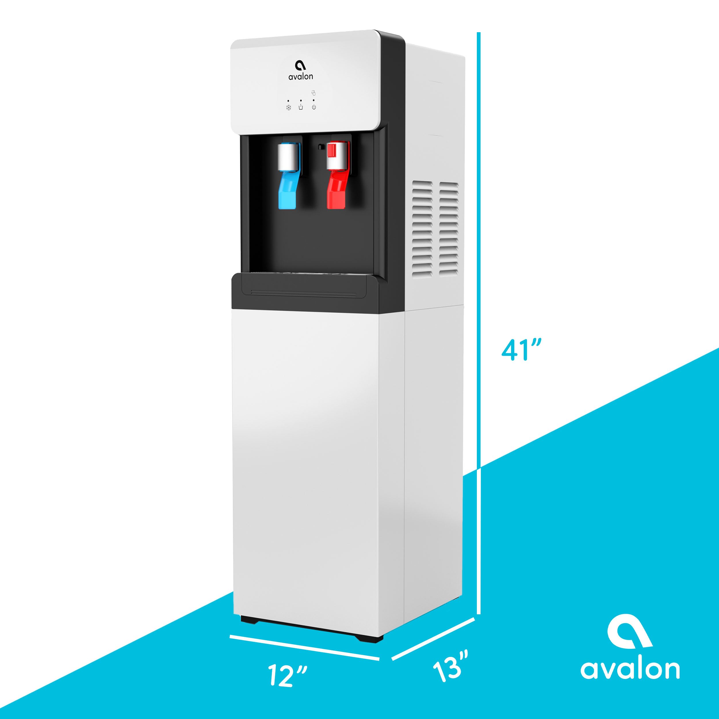 Avalon Bottom Loading Water Cooler Dispenser - Hot & Cold Water, Child Safety Lock, Innovative Slim Design, Holds 3 Or 5 Gallon