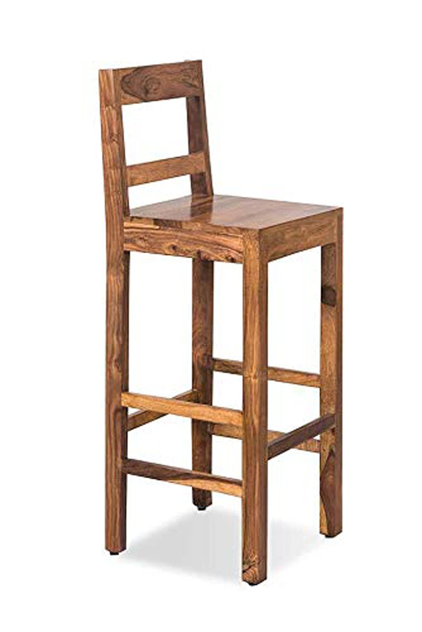 Indigo Interiors Solid Sheesham Wood Bar Tall Stool Patio Outdoor Garden Chair Seat Home Stool Brown (Brown)  106 Cm, 57 Cm