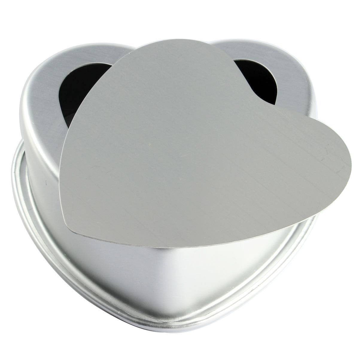Lepohome 2 Pcs Aluminum Heart Shaped Cake Pan Set Diy Baking Mold Tool With Removable Bottom - 6 Inch & 8 Inch