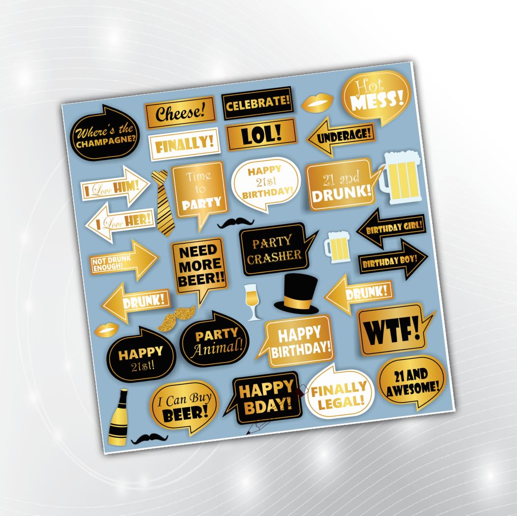 PartyStuff Birthday Theme Props  21st Birthday Props (27 Cards)