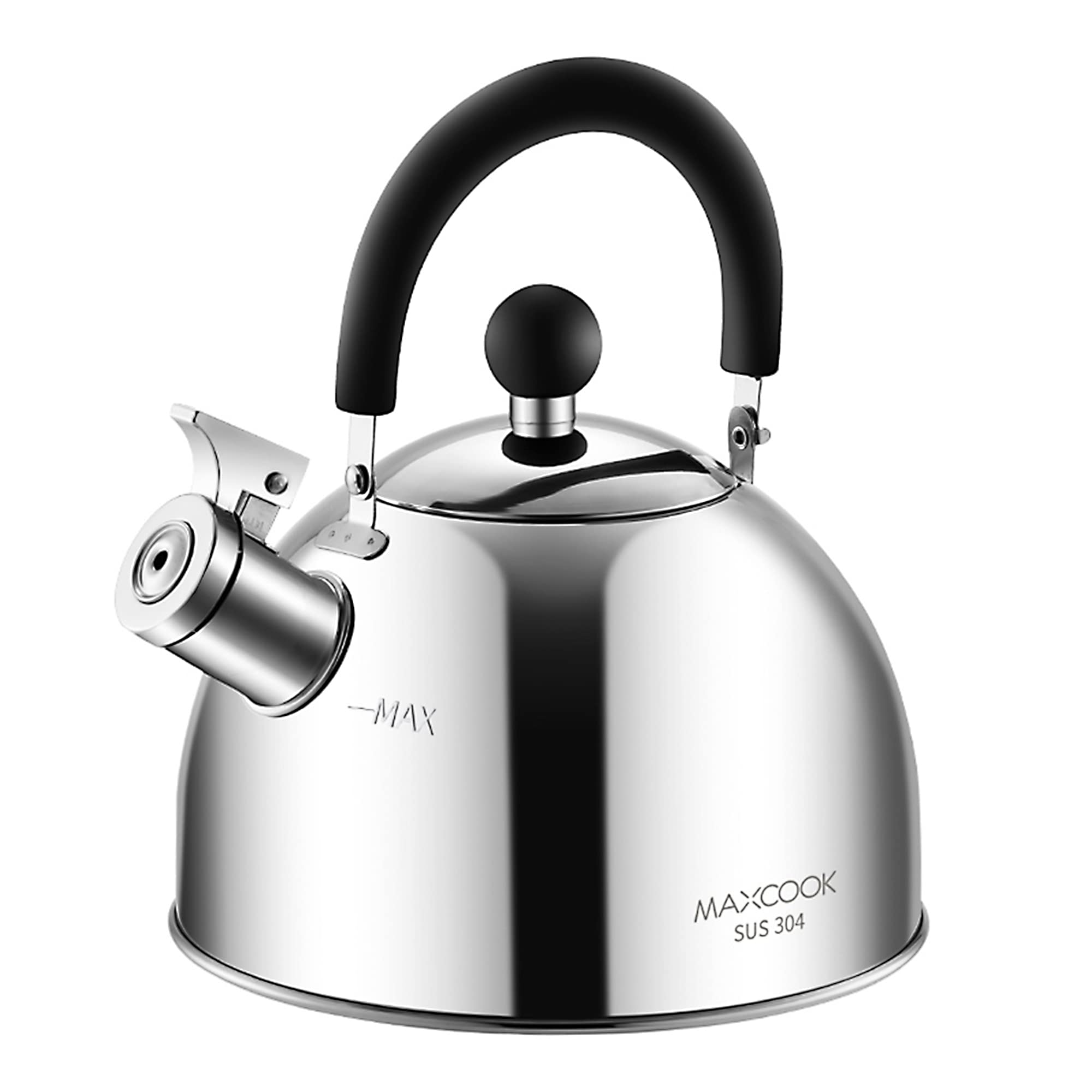 Maxcook 304 Stainless Steel Whistling Tea Kettle 2.1 Quart/2L, Suitable To Boiling Water & Tea On Induction Stove, Gas Stove Top