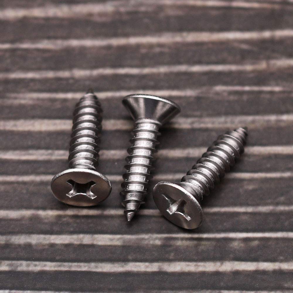 8 X 34 Flat Head Sheet Metal Screws Phillips Drive Wood Screws, 304 Stainless Steel 18-8, Self Tapping, Pack Of 100