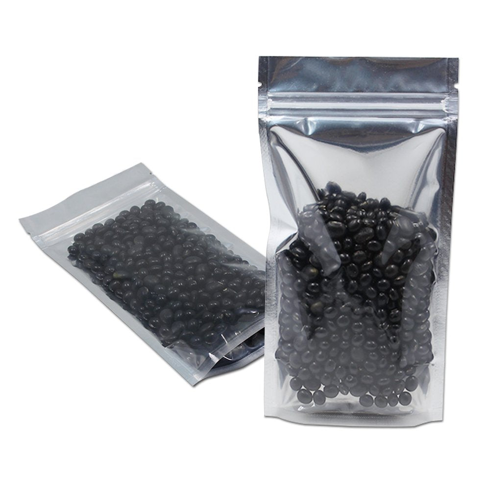 FERENLI 100 Pieces Stand Up Clear for Zip Resealable Aluminum Mylar Foil Lock Plastic Packaging Bag Zipper Lock Heat Sealable wi
