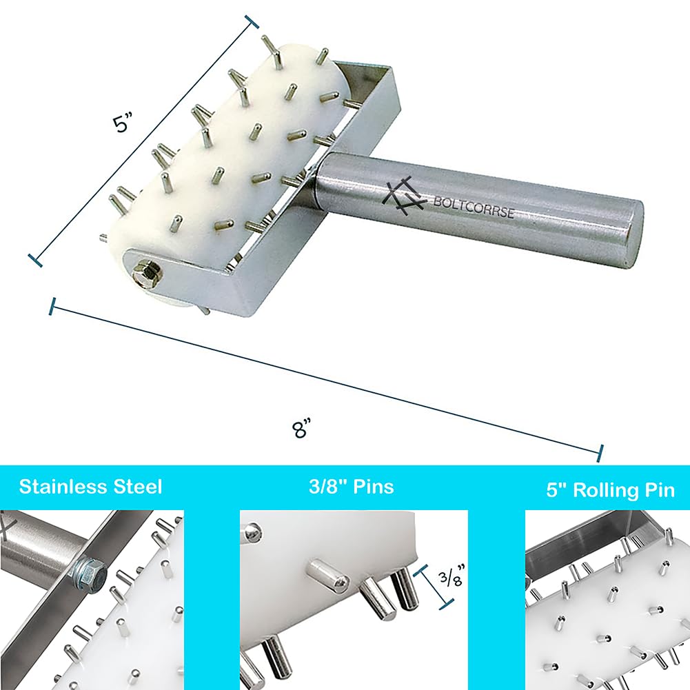 Professional Pizza Dough Docker Roller - Stainless Steel Pizza Roller With Spikes Pastry Dough Docker For Crackers, Homemade Bre