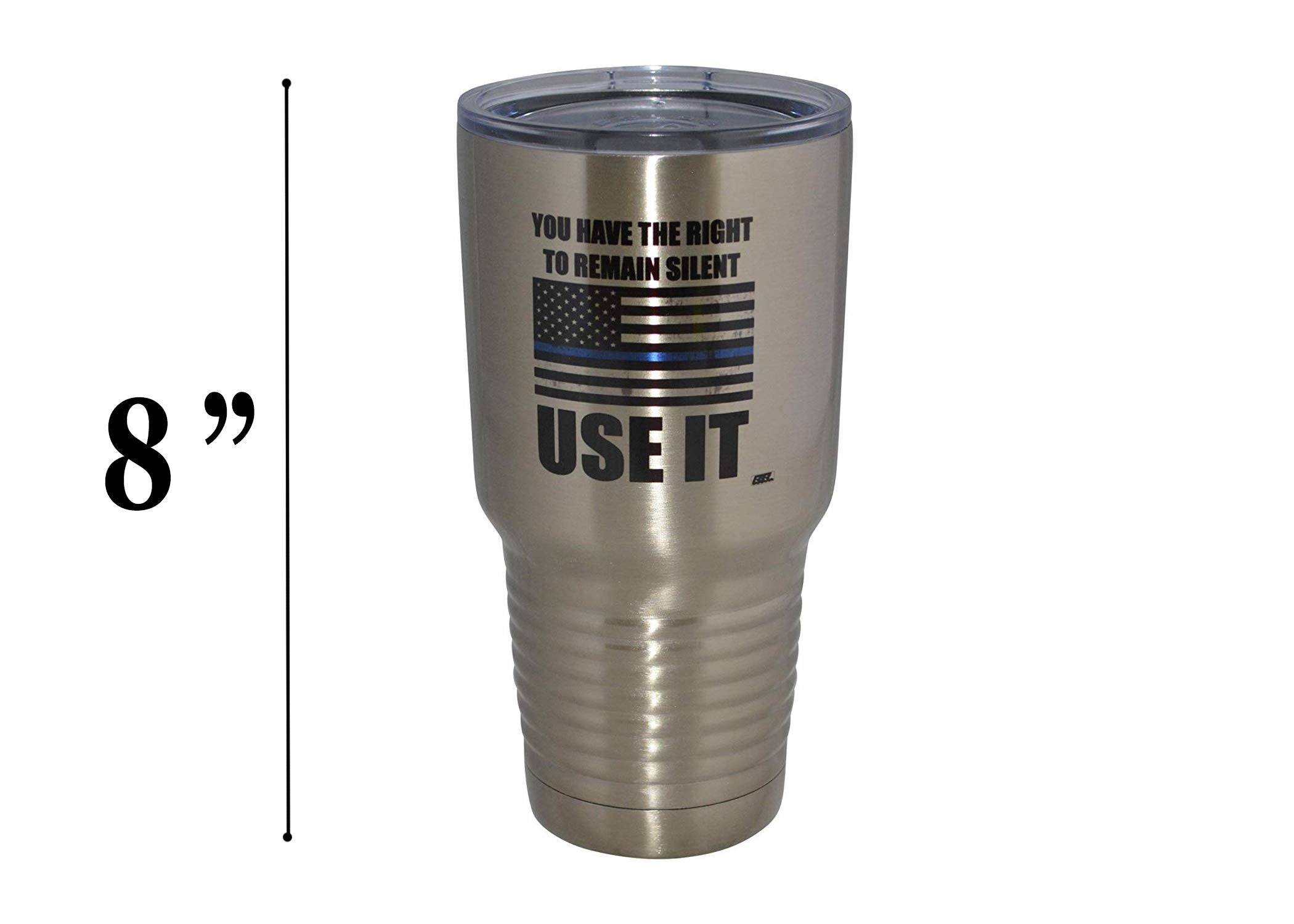Rogue River Tactical Funny Police Officer Large 30Oz Travel Tumbler Mug Cup W/Lid Vacuum Insulated Remain Silent Thin Blue Line