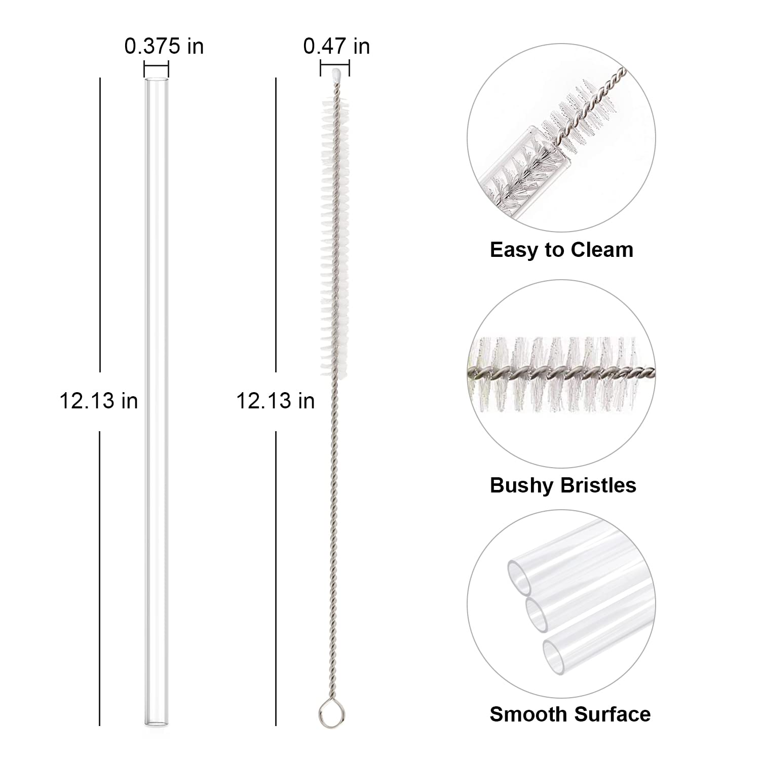 Beonsky Replacement Straws for Stanley 40 oz & 30 oz Cups - 6 PCS Reusable Clear Tritan Straws with Cleaning Brush