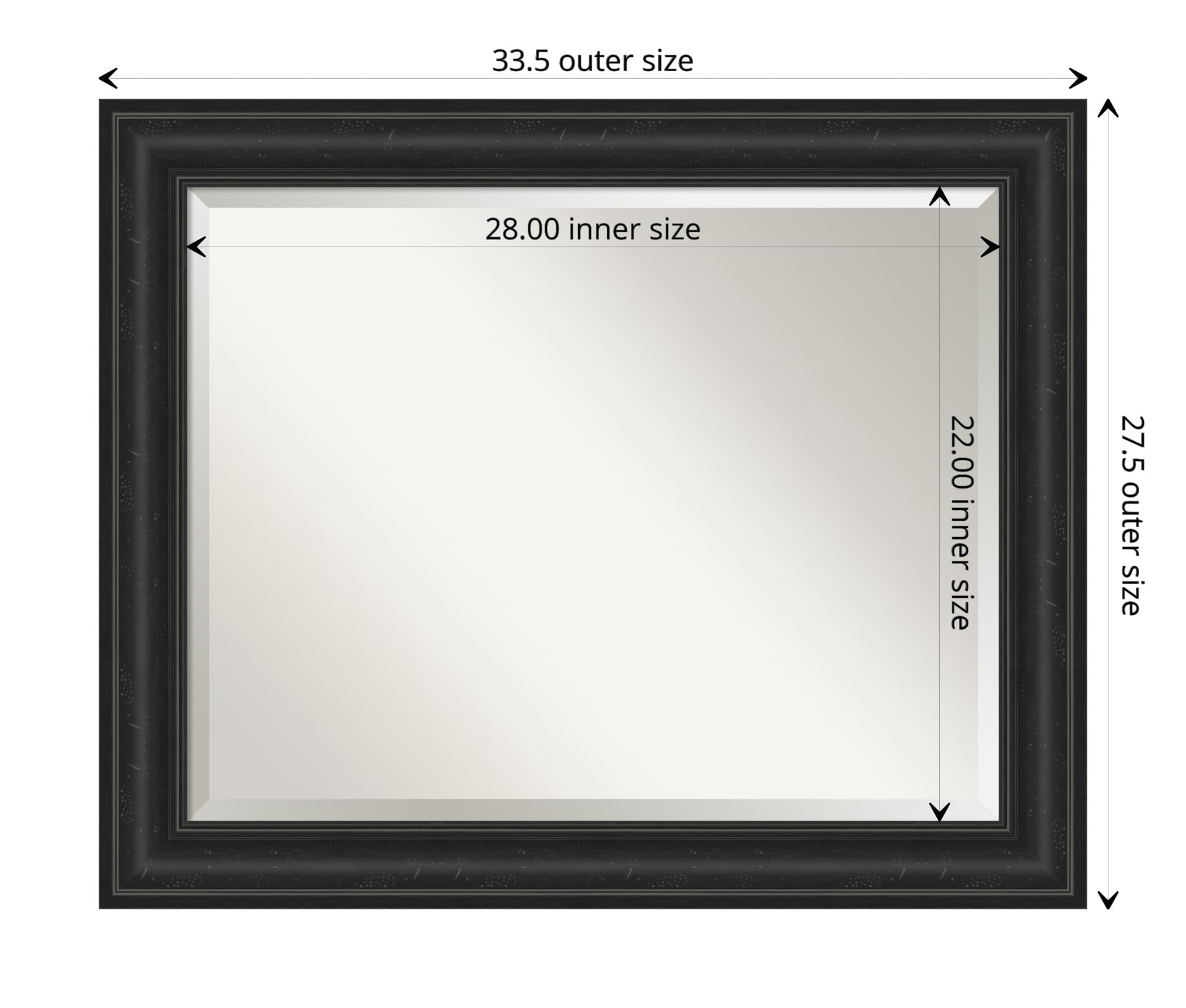 Amanti Art Bathroom Mirror  Shipwreck Black Wall Mirror for use as Bathroom Vanity Mirror Over Sink (27.5 x 33.5 in.) Beveled Mirror  Black Mirror  Country Rustic Mirror from WI  USA