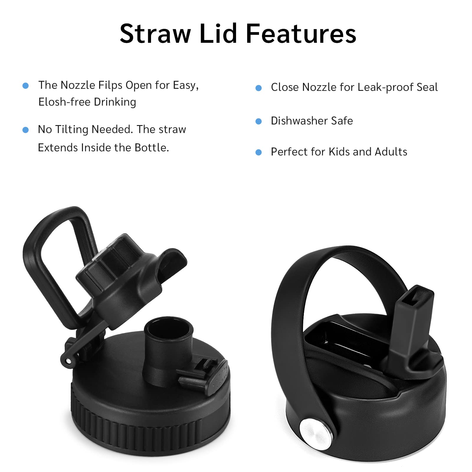 Insulated Water Bottle With Straw, Sports Water Bottle 1 Liter, Reusable Vacuum 18/8 Stainless Steel Flask Thermos, Modern Wide