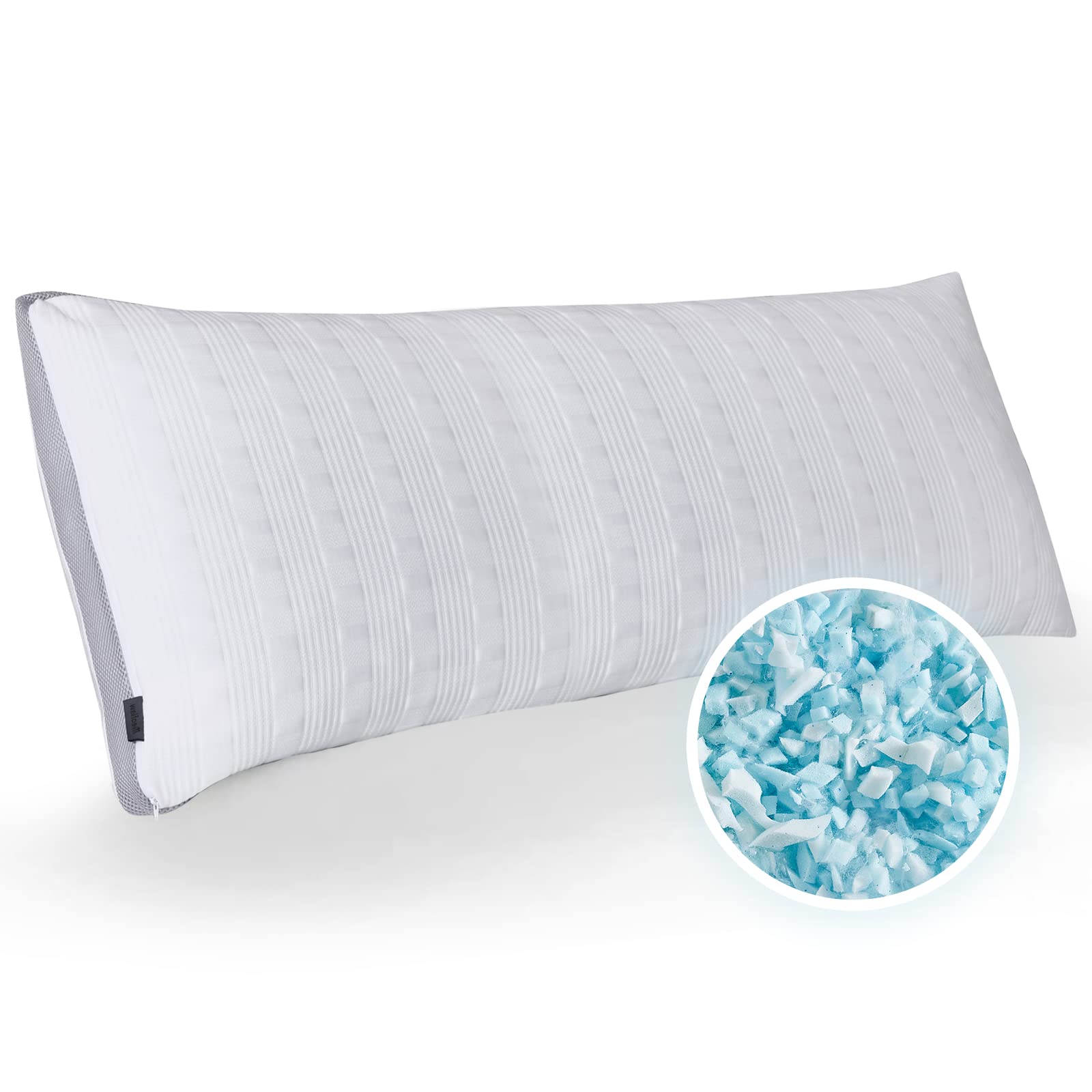 Meoflaw Cooling Pillows Body Size,Shredded Memory Foam Bed Pillows For Sleeping, Supportive Body Pillows For Back & Side Sleeper