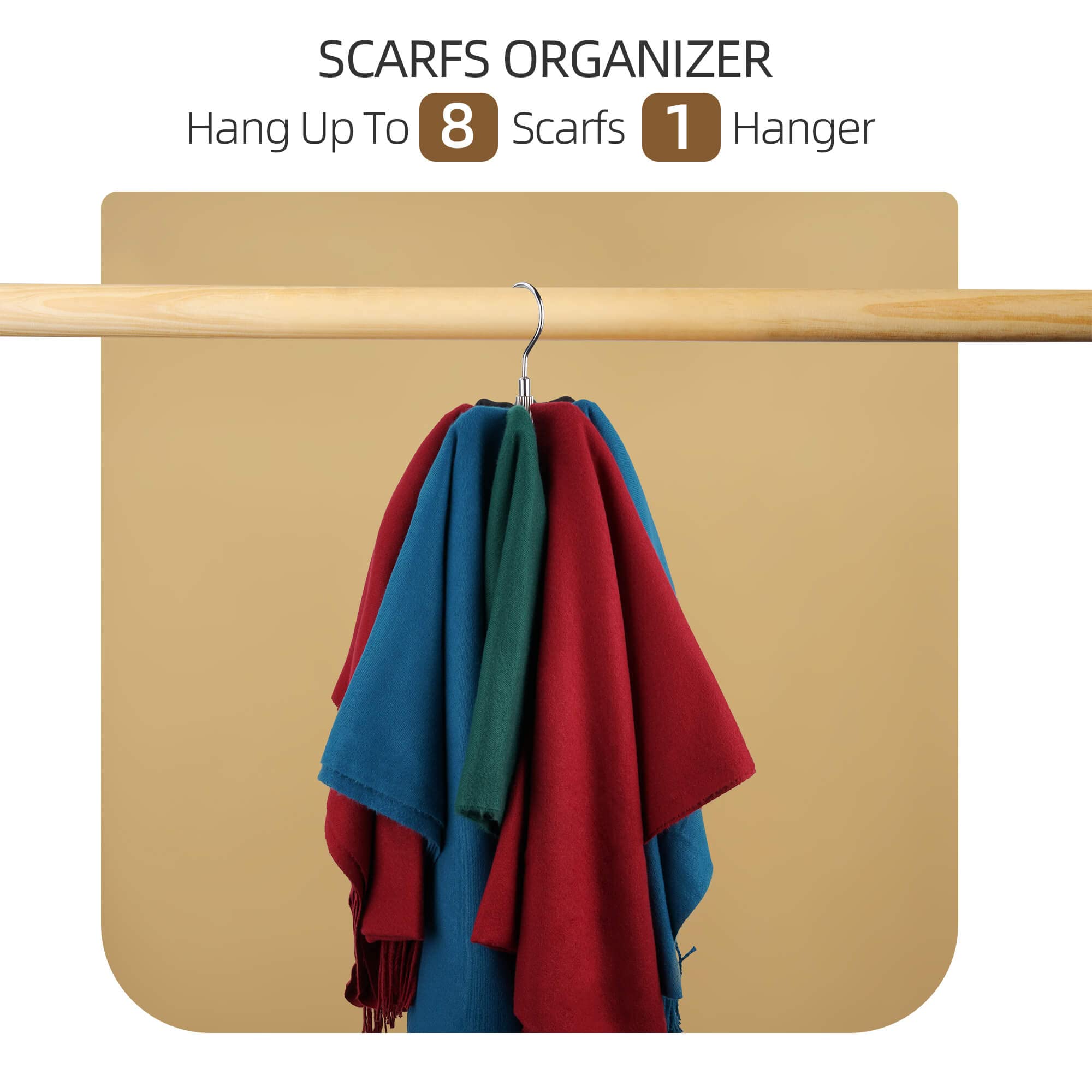 Zedodier Belt Hanger, Rotatable Belt Rack Closet Accessories Organizer, Maximum 24 Storage Capacity, Hanging Holder Storage Hook
